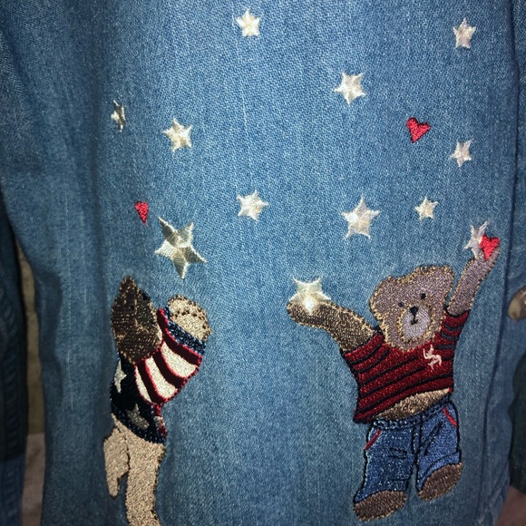 Christopher & Banks Denim Patriotic Bear Blouse - Picture 5 of 13